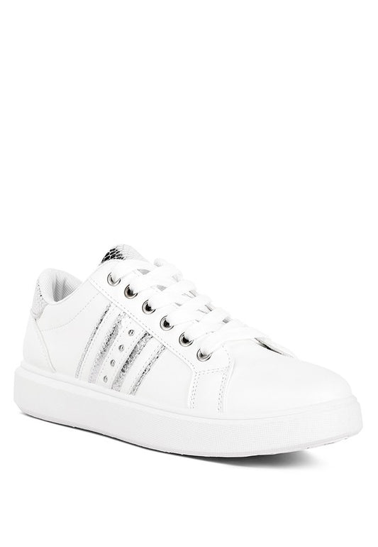 Claude Faux Leather Back Panel Detail Sneakers WHITE