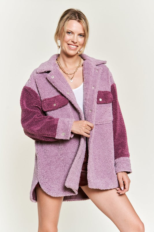 Colorblock sherpa jacket JJO5017P BERRY COMBO