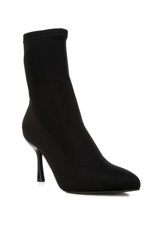 Zudio Solid Mid Heel Sock Boots BLACK
