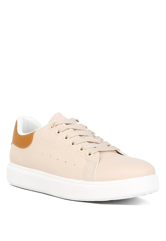 Enora Comfortable Lace Up Sneakers BEIGE