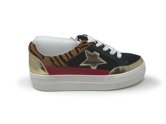 Animal Print/Gold Star Sneaker