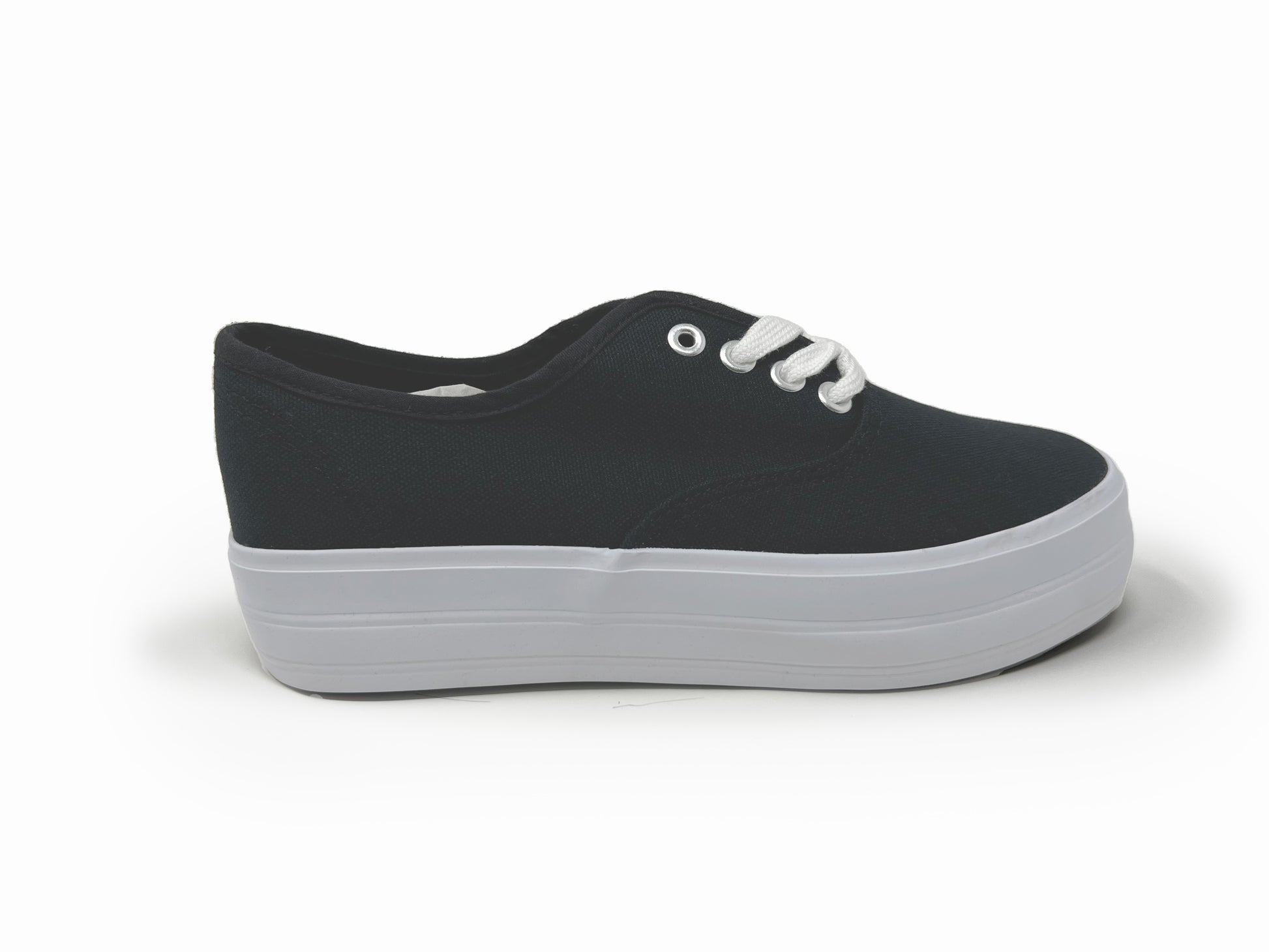 Women's Lace Up Sneaker Canvas Black